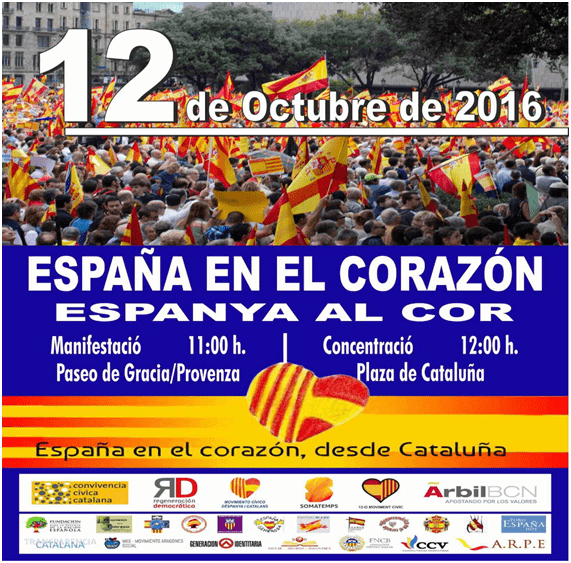 Miércoles 12 octubre en Barcelona fieston, movimiento de abajo arriba, somos legión, somos anónimos. 12o-cartell
