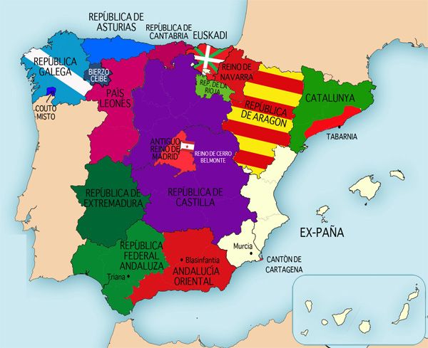 El «surrealista» mapa de España que sitúa a Galicia en Cataluña